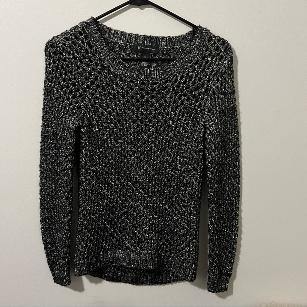 Black & Silver/Gold Metallic Knit Sweater